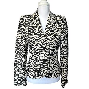 Calvin Klein Women’s Linen Blend Blazer, Zebra Print, Size 4